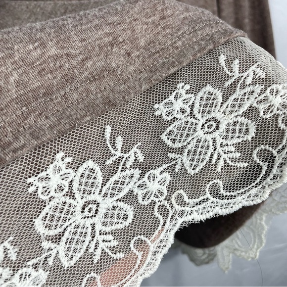 Women’s Lace Long sleeve A-line Tunic Top Taupe - Picture 4 of 7